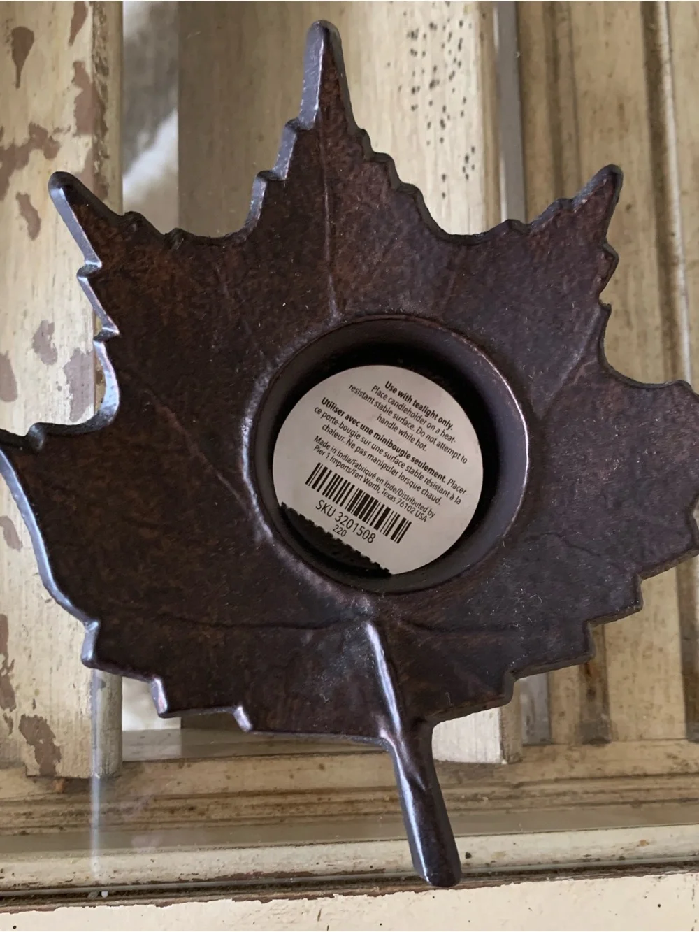 Pier 1 Set of 2 Maple Leaves Shaped Metal Tea Lights